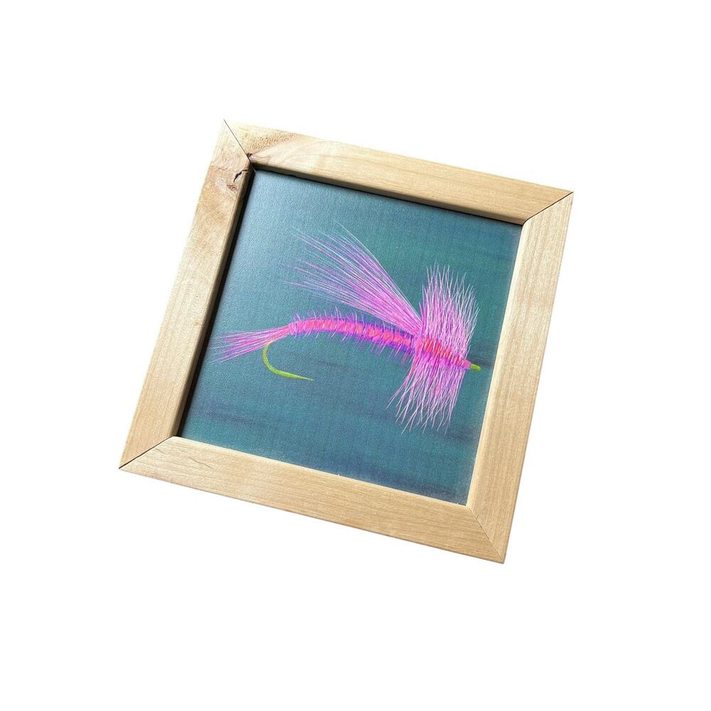Pink Fly Canvas Print by Zach Otte, Fly fishing, Dry Fly, 6x6 Wood Frame